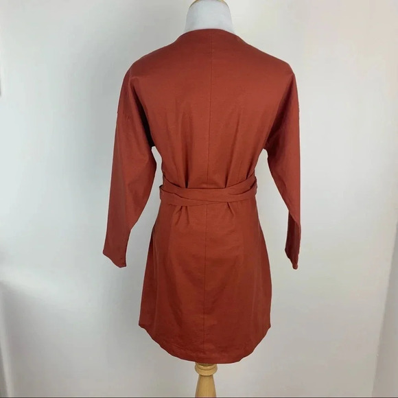 MAJORELLE Revolve Long Sleeve Linen Wrap Dress Terracotta Orange Size XS - Picture 5 of 11